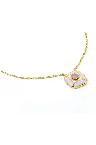 gold plated Pink stone pendant necklace in sterling silver