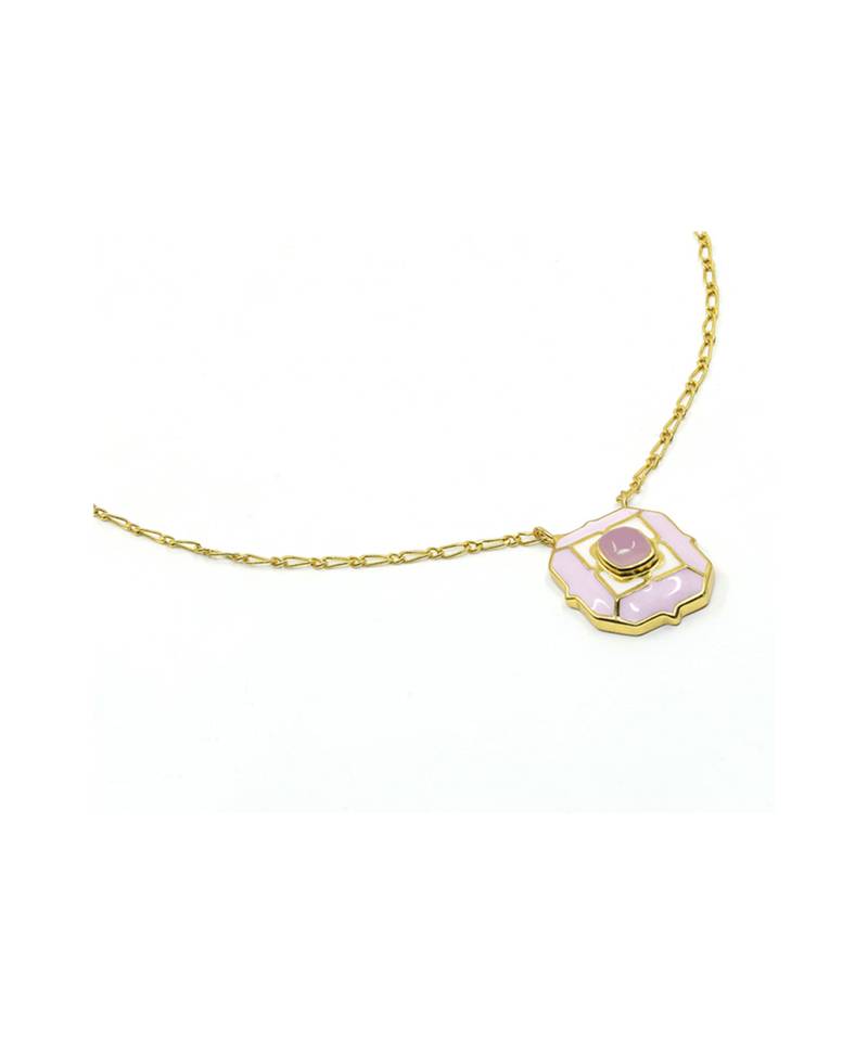 gold plated Pink stone pendant necklace in sterling silver