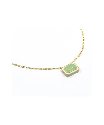 gold plated Green stone pendant necklace in sterling silver 1