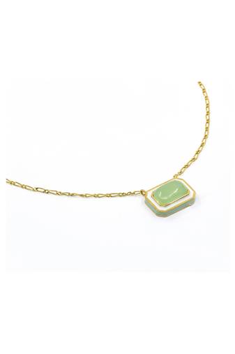 gold plated Green stone pendant necklace in sterling silver