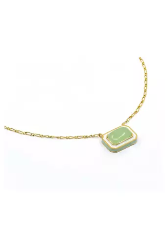 gold plated Green stone pendant necklace in sterling silver