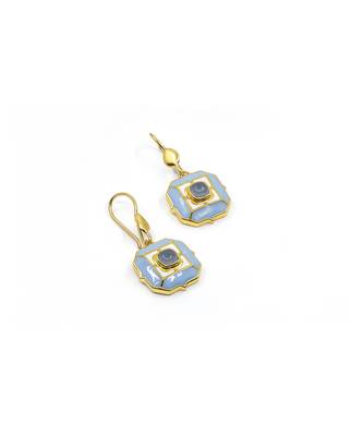gold plated Blue stone hook earrings in sterling silver 1