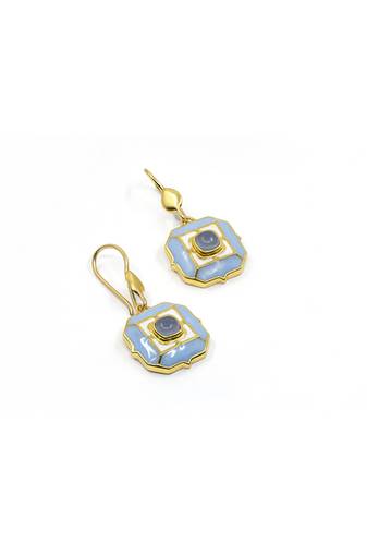 gold plated Blue stone hook earrings in sterling silver