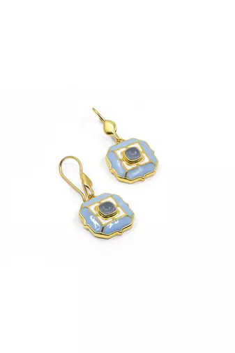 gold plated Blue stone hook earrings in sterling silver