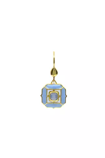 gold plated Blue stone hook earrings in sterling silver