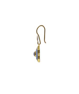 gold plated Blue stone hook earrings in sterling silver 3
