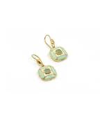 gold plated Green stone hook earrings in sterling silver