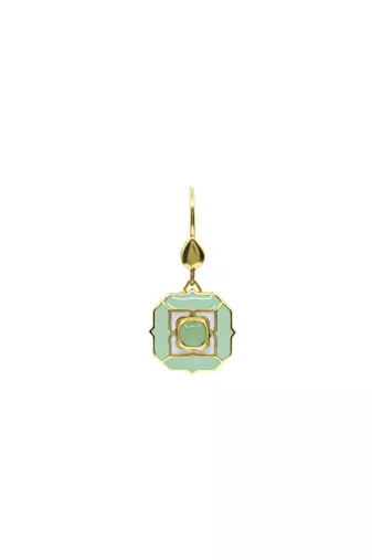 gold plated Green stone hook earrings in sterling silver