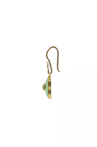 gold plated Green stone hook earrings in sterling silver