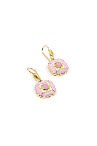 gold plated Pink stone hook earrings in sterling silver