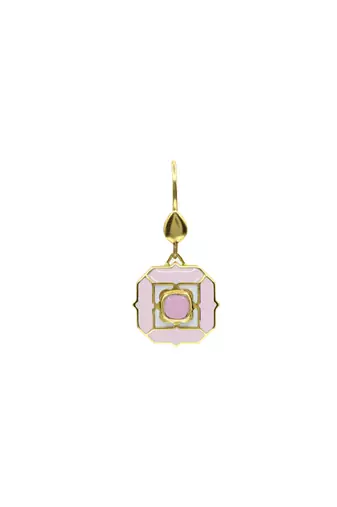 gold plated Pink stone hook earrings in sterling silver