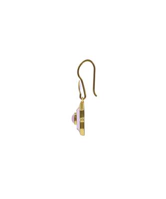 gold plated Pink stone hook earrings in sterling silver 3