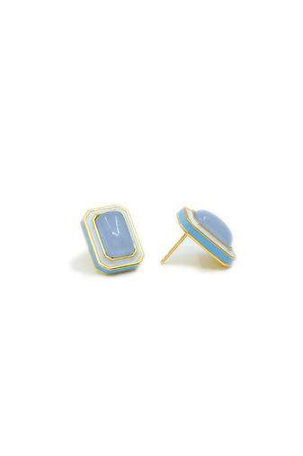 gold plated Blue stone stud earrings in sterling silver