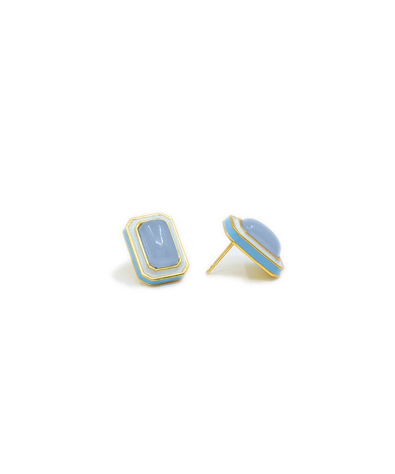 gold plated Blue stone stud earrings in sterling silver