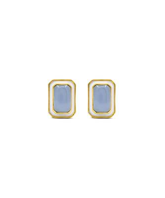 gold plated Blue stone stud earrings in sterling silver 3
