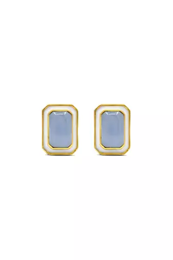 gold plated Blue stone stud earrings in sterling silver