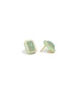 gold plated Green stone stud earrings in sterling silver