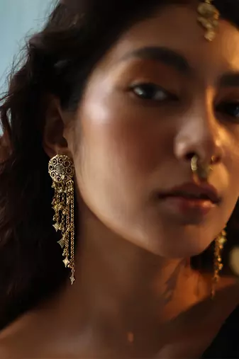 Gold plated chain earrings in sterling silver