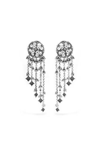Silver plated chain earrings in sterling silver