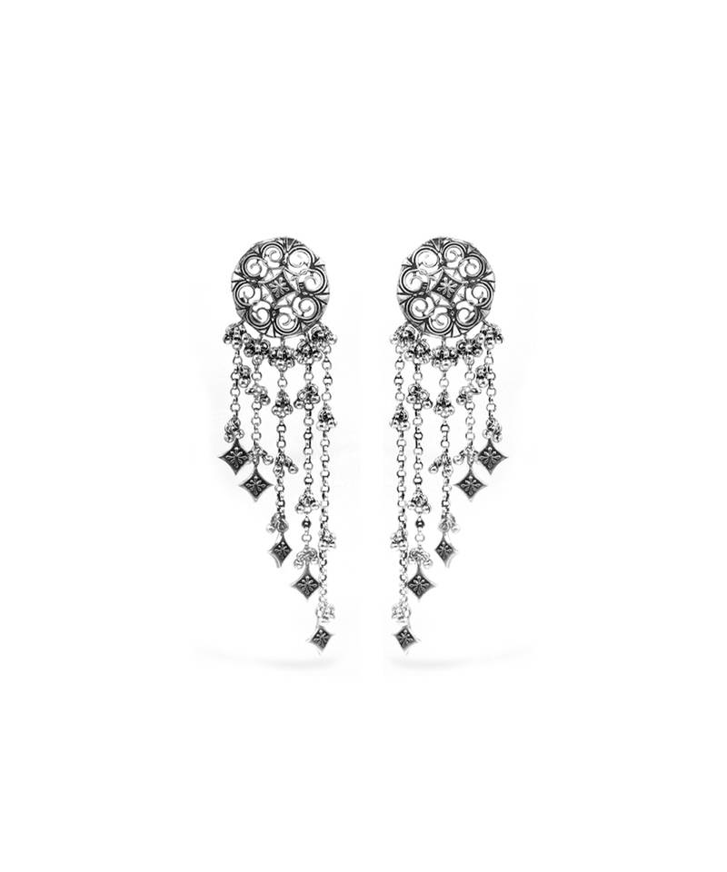Silver plated chain earrings in sterling silver