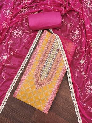 Women's multi handwork & embroidery jaam cotton dress material 4