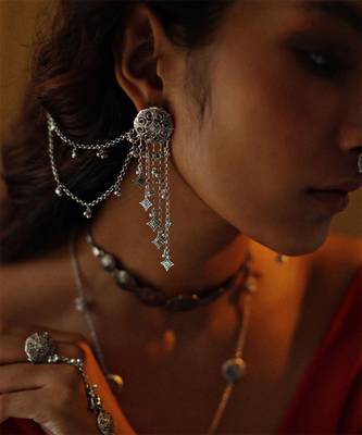 Silver plated chain earrings in sterling silver 1