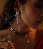 Silver plated chain earrings in sterling silver