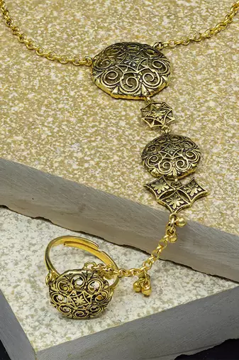 Gold plated hathphool in sterling silver