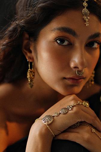 Gold plated hathphool in sterling silver