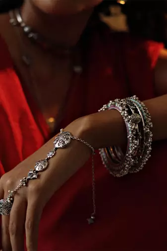 Silver plated hathphool in sterling silver