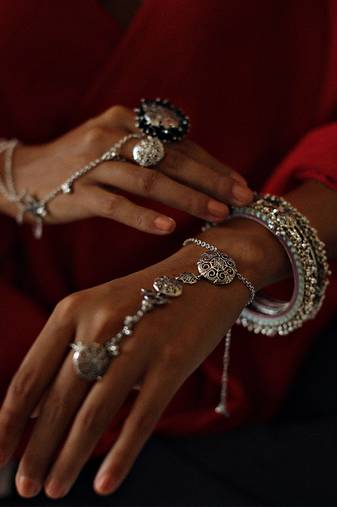 Silver plated hathphool in sterling silver