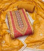 Women's multi unstitched handwork & embroidery jaam cotton dress material (msmfc11598c)