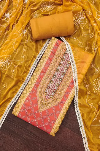 Women's multi handwork & embroidery jaam cotton dress material