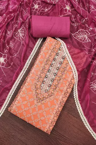 Women's multi handwork & embroidery jaam cotton dress material