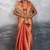 Peach burberry chiffon with gold shine zarkan work designer saree
