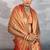 Peach burberry chiffon with gold shine zarkan work designer saree