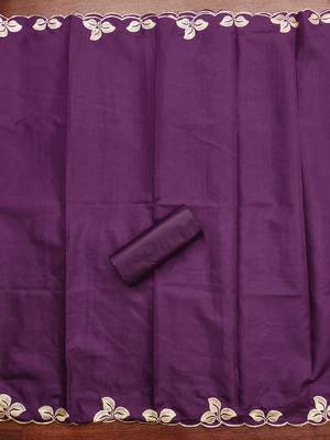 Women's purple heavy thread embroidery cotton dress material 4