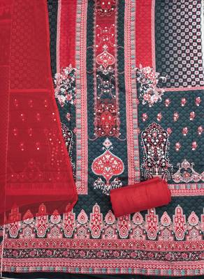 Women's multi designer print & mirror work rayon dress material 2