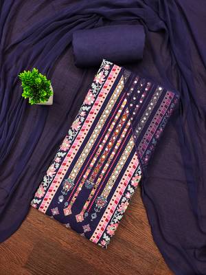 Women's multi designer print & mirror work rayon dress material 1
