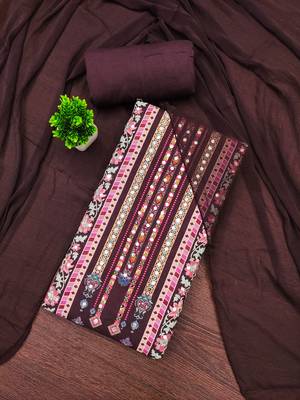 Women's multi designer print & mirror work rayon dress material 1