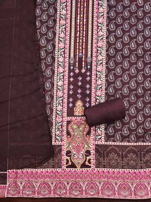 Women's multi designer print & mirror work rayon dress material 2