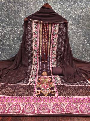 Women's multi designer print & mirror work rayon dress material 3