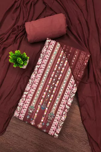 Women's multi unstitched designer print & mirror work rayon dress material (mt665rst)