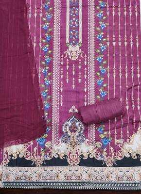 Women's multi designer print & mirror work rayon dress material 2