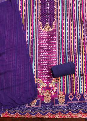 Women's multi designer print & mirror work rayon dress material 2