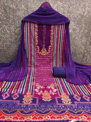 Women's multi designer print & mirror work rayon dress material 3