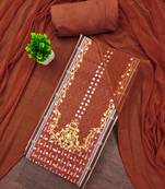 Women's multi designer print & mirror work rayon dress material