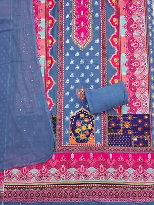 Women's multi designer print & mirror work rayon dress material 2