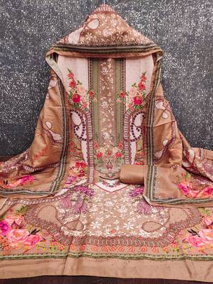 Women's multi print & daimond siroski work muslin cotton dress material 3