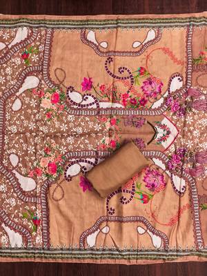 Women's multi print & daimond siroski work muslin cotton dress material 4